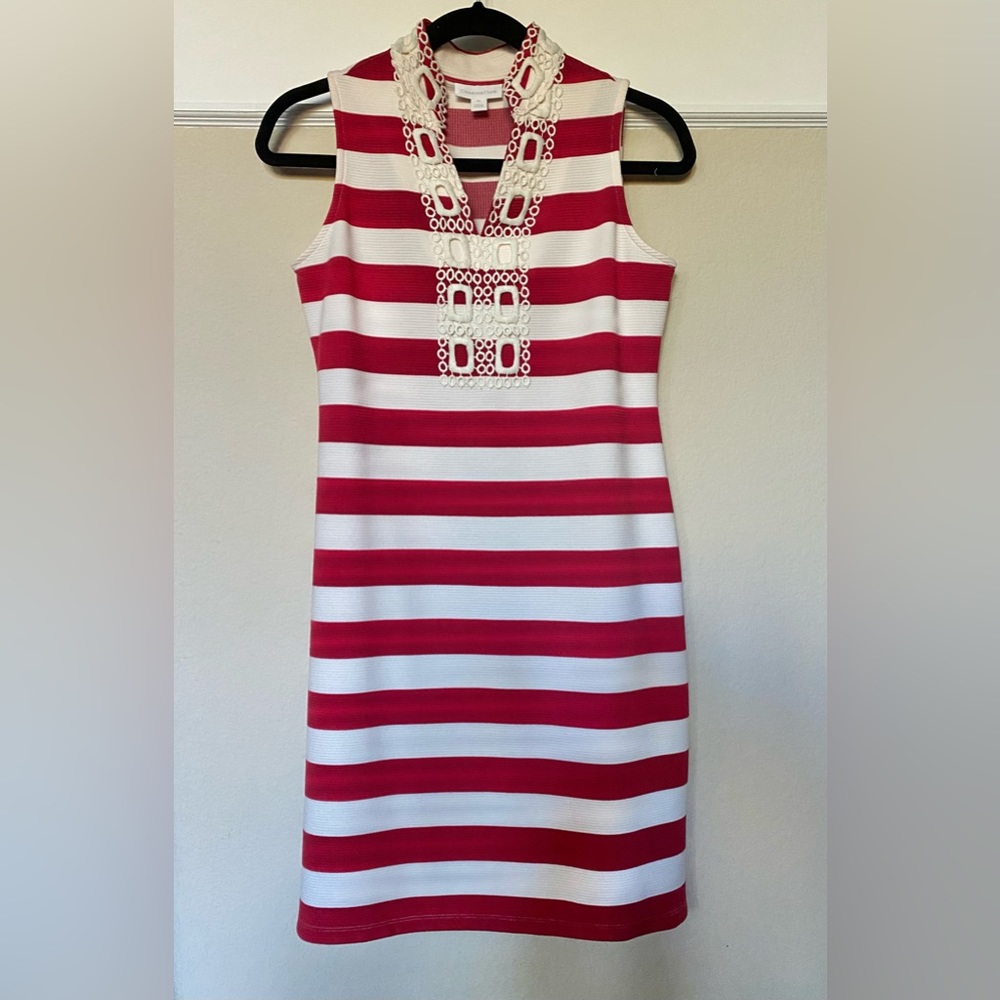 NWOT Charter Club PP Red Striped Sleeveless Dress